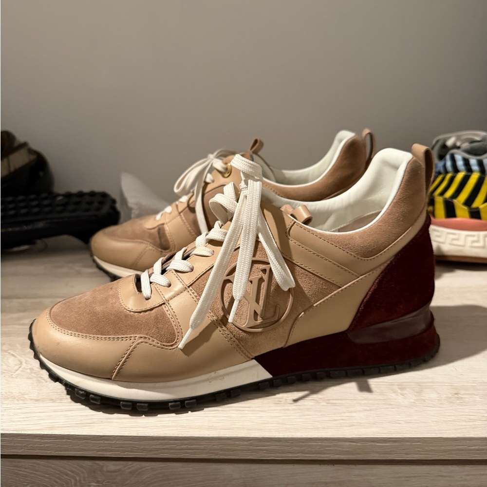 Louis Vuitton Tan and Burgundy Sneakers
